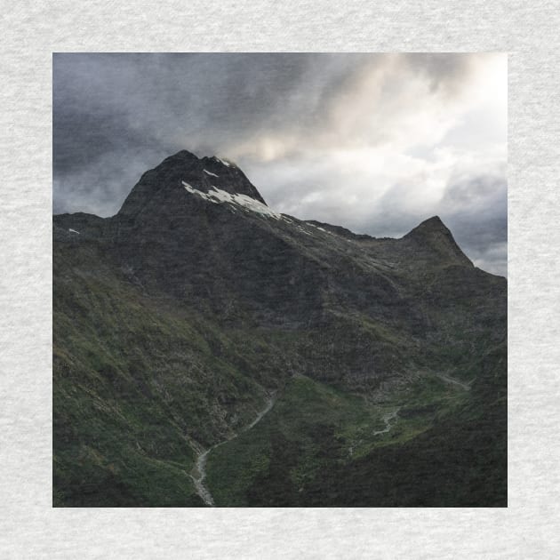 Vibrant Green Mountain Peaks on a Cloudy Day by Danny Wanders